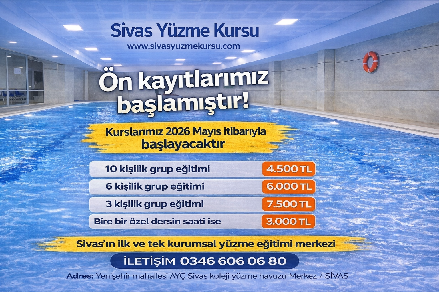 2026 SEZONU KURS ÜCRETLERİMİZ